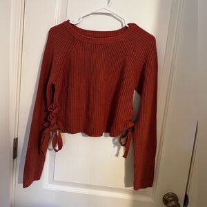 Rust Knit Sweater with Side Ties